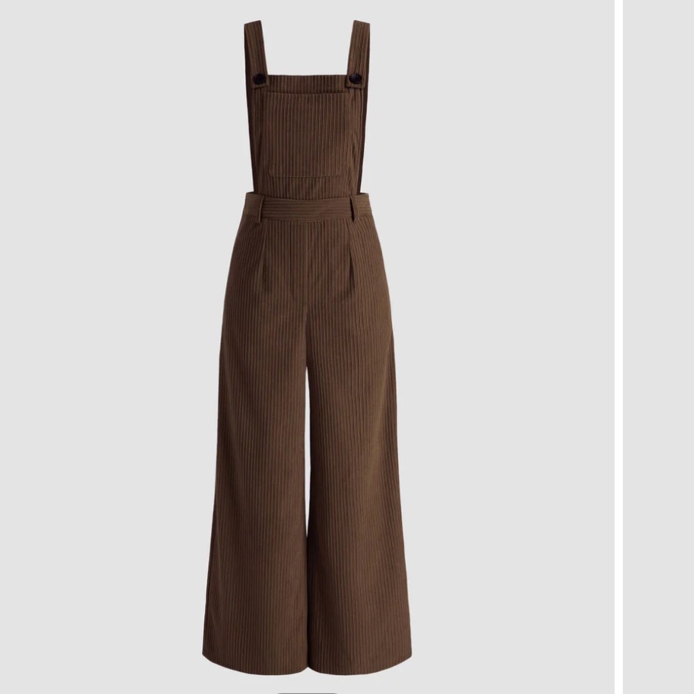 Commense black corduroy wide leg Jumpsuit